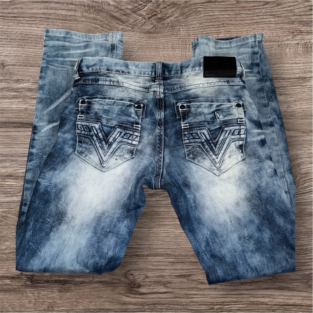 Affliction Distressed Blue Straight Jeans